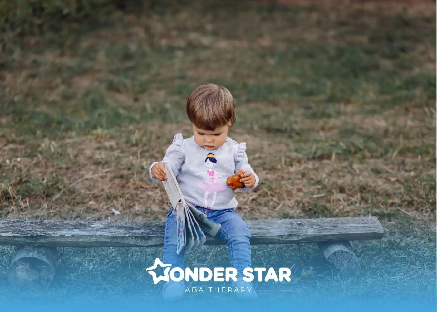 Autistic toddler plays independently on bench, symbolizing early childhood development and autism screening signs.